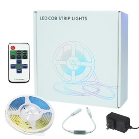 Euiyi COB LED Strip Lights 6500K White 16.4ft, 24V Dimmable Tape Light, 140LEDs/meter, 3.3W/FT, Specially Designed for Aluminum Profiles, No Light spot in Profile (Adapter,Controller are Included)