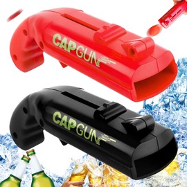 Pack of 2 Cap Gun Bottle Opener, Open Cap Launcher, Shooter Bottle Opener, Cap Gun Launcher Shooter Bottle Cap Opener, for Home Bar Party Drinking Game (Black and Red)