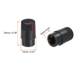 QUARKZMAN Potentiometer Rotary Knob ABS Guitar Knob for 6 mm D Type Wave Electric Guitar Amplifier Stereo Systems Bass Volume Tone 180° Rotary Knob Black Red Pack of 5