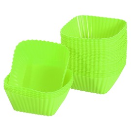 QUARKZMAN 36 Stück Silikon Cupcake Backförmchen, Silikon Muffinförmchen Antihaft Quadratische Backförmchen, zum Kochen von Eiern, Backen von Muffins und Herstellen von Kuchen (Grün)