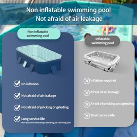 Foldable Pool, Non-Inflatable Swimming Pool for Kids, Adults and Pets, Large Portable Kids Pool for Outdoor Backyard Garden, 116" × 65" × 22"