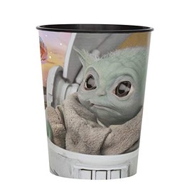 Multicolor Plastic Mandalorian The Child Stadium Cup (16 Oz.) 1 Count - Durable Plastic, Perfect for Star Wars Fans & Themed Parties