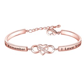 FEELMEM Mom Gifts Bracelet Always Remember I Love You Mom Infinity Love Heart Bracelet Mom Birthday Gifts from Daughter(rose gold)