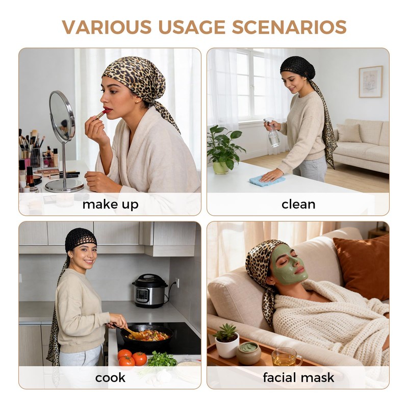 Wrap Cap Hair Net And Scarf, 2 In 1 Heatless
