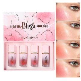 Liquid Cream Blush with Sponge Applicator Velvet Matte Blush for a Natural Shine Moisturising Blush Cream Cheek Colour Peach Blush (A)