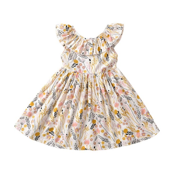 Toddler Baby Girl Sun Dress Wildflower Floral Seaside Beach Dress