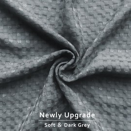 MIYE Pleated Waffle Weave Bed Skirt, Tailored Dust Ruffle 16 Inch Drop Easy Fit, Machine Washable (Dark Grey, Queen - 16" Drop)