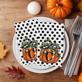 Horaldaily 100 Fall Disposable Paper Decorative Guest Napkins, Pumpkin C White Foil Towel for Party Lunch Dinner Kitchen Bathroom