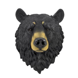 DWK Large 16 Inch Big Black Bear Head Bust Realistic Poly-Resin Wall Hanging Statue