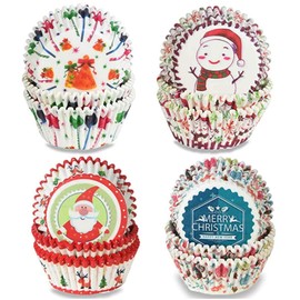 Lanito Baking Cups, Christmas Cupcake Muffin Pans, 100 Count Glassine Cups, DIY Baking Supplies, Heat Resistant, Oil Resistant, Easy to Peel