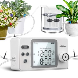Automatic Watering System Dual Pump for Indoor Plants, Built-in Rechargeable Battery, Two Independent Water Zones, Worry-Free Vacation Drip Irrigation Kit, Water-Saving Smart Plant Waterer, White