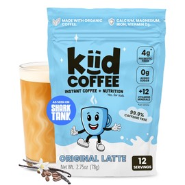kiid Café - Café Orgánico 99.9% Sin Cafeína Para Niños - Como Se Vio En Shark Tank - 12 Vitaminas Y Minerales, 4 G De Prebióticos, 0 G De Azúcar - Sin Omg Ni Gluten - Refrigerio Saludable - Original