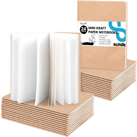 Koogel 24PCS Mini Notebooks,Blank Pocket Notepads 8.9x12.7cm Brown Notebooks Small Journal for Students Traveler School Supplies 30 Sheets