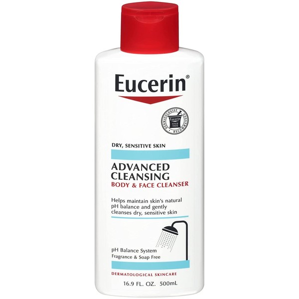 Eucerin Advanced Cleansing Body & Face Cleanser 16.9 Ounce (500ml)