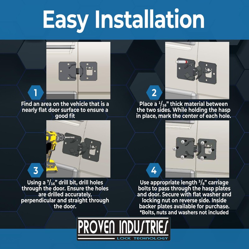Proven Industries Trailer-Door Hasp Lock, Puck Lock Not Included, Made