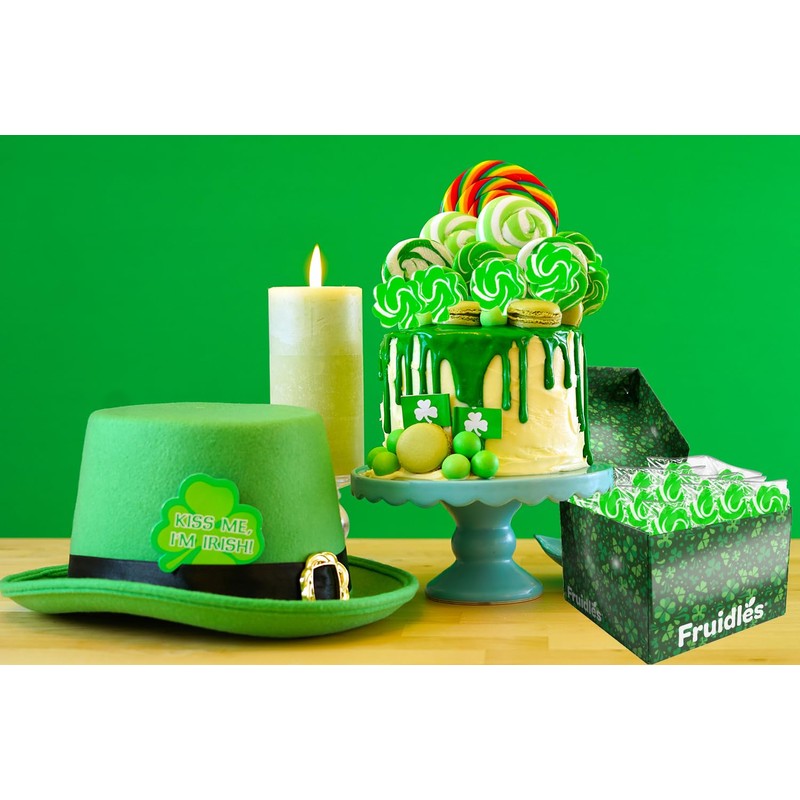 Fruidles St. Patrick's Shamrock Swirl Lollipop Green and White, Party