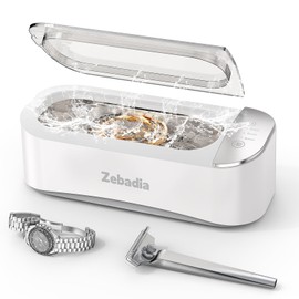 ZEBADIA Ultrasonic Jewelry Cleaning Machine: 400ml Silver Jewlery Sonic Cleaner Machine for Jewlery, Eye Glasses, Sliver, Rings, Makeup Brush, Coins, Parts, Stainless Steel Tank, 3 Cleaning Modes