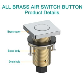 KANARY Square Garbage Disposal Air Switch Kit, Sink Top Air Push Brass Button for Waste Disposer, Safe for Wet Hands Food(Chrome)