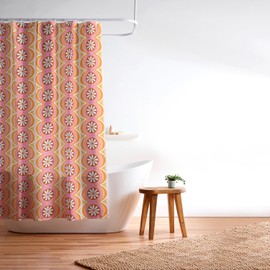 Society6 Shower Curtain - Bathroom Decor by Megan Galante - Extra Long Fabric Shower Curtains for Bathroom, 71" x 74", Wavy Daisy
