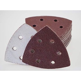 50 Sheets Velcro Sanding Triangles for Delta Sander - 93 x 93 x 93 mm, 6 Holes - 40 Grit / Delta Sander / Sanding Triangles / Sandpaper