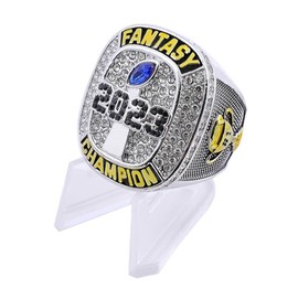 Fantasy Football Championship Ring 2023 Trophy Award Prize Sport MVP Winner FFL League Champion Ring (size 11, ring and stand)
