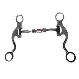 Hill Leather Company New 5 1/4" Wide Brown & Stainless Steel Dog Bone Bit w/Copper Roller