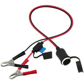 Encendedor de cigarrillos con clip de cocodrilo de batería, cable de extensión de cargador de batería para automóvil de 12 V, cable de extensión con clip de batería para automóvil con fusible de 15 A