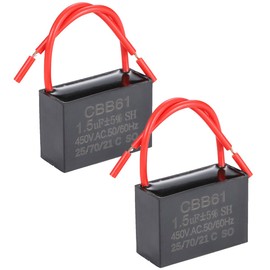Greluma 2pcs 1.5uF 450V AC CBB61 Ceiling Fan Capacitor 50/60Hz Motor No Polarity 2-Wire