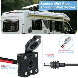 VORZOKISPL RV Waterproof Cable Pass Through Panel Mount for Starlink Mini, ASA DC 5.5x2.1mm Bulkhead Connector, Universal for RV Van Campervan Motorhome Boat