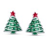 Small Red Star Enamel Green Christmas Tree Stud Earrings in