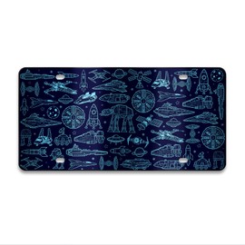 Astronomy Front License Plate, Space License Plate Decor for Men, Aluminum Decorative License Plates, Novelty Vanity Tag, Car Decor Accessory with 4 Holes, 6×12 inch Custom Car License