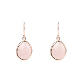 Latelita Petite Drop Earrings 18ct Rosegold Plated Sterling Silver Drop Natural Gemstone Pear Pink Rose Quartz Pink Rosegold Perfect Partywear January
