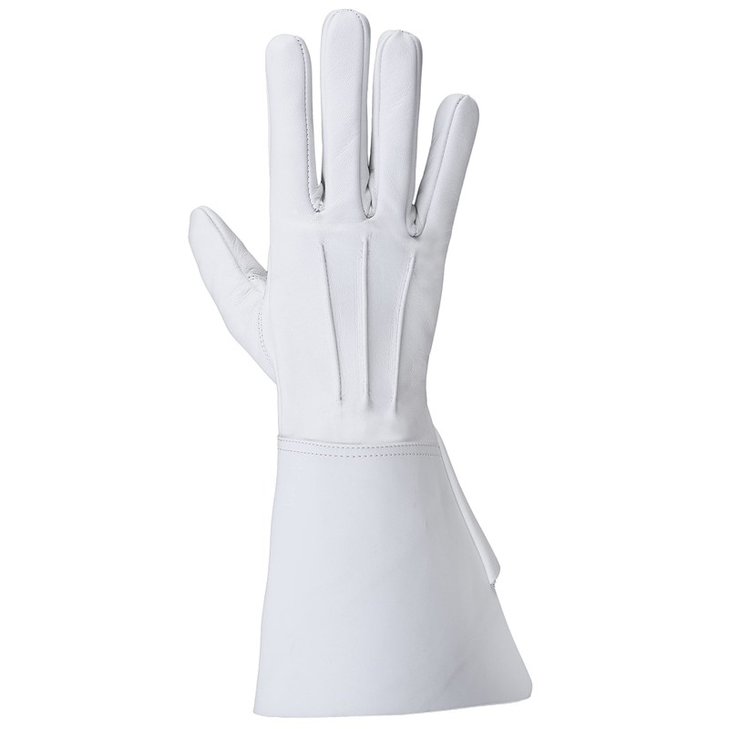 Men's Long Cuff Gauntlets Gloves Piper Drummer Band Gloves (White,