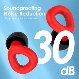Ohrstöpsel, Noise cancelling Ohrstöpsel,Sleep deep ohrstöpsel, weich und wiederverwendbar, Flexible Passform, für Konzentration und Reisen, Gehörschutz mit 6 Ohrstücken in 3 Größen-Schwarz Rot