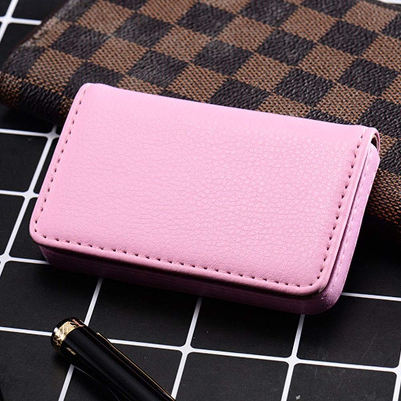 Blue Pu Leather Business Card Case Magnetic Name Card Holder