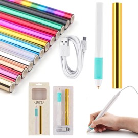 14PCS/Set Hot Heated Foil Pens & Hot Foil Roll Set for Card Making Craft Scrapbooking Drawing Pen with USB Cable DC5V Write, Draw, Trace, and Stencil Your Way to Shiny Foiled Beauty Using the Hot Foil