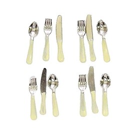 Melody Jane Dollhouse Set of 12 Cutlery Cream Handles Miniature Accessories