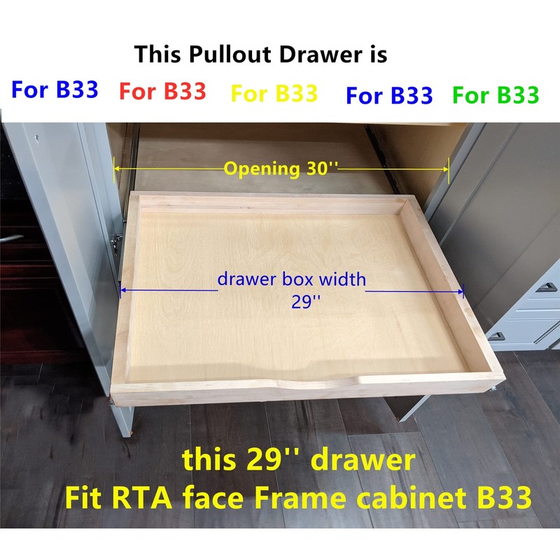 29” Wooden Pull-Out Drawer Tray – Fits 33” Kitchen Base