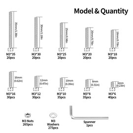 811 Pcs M3 Nuts and Bolts Set, Hex Socket Head Cap Screws Bolts and Nuts Set, Assorted Bolt and Nut and Washers Assortment, DIN912 Machine screws set, Hex Socket Cap Head Screw Bolt Set