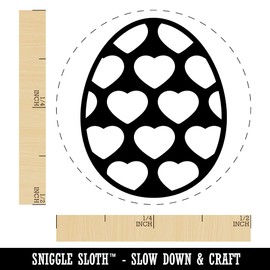 Egg with Hearts Self-Inking Rubber Stamp Ink Stamper for Stamping Crafting Planners - 1/2 Inch Mini - Brown Ink