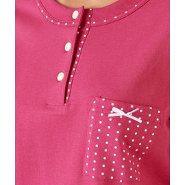 Damart Pull-on Cotton Pyjamas Women Nightwear Round Neck Long Sleeves Pink