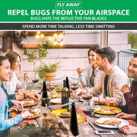 Fly Away - 3 Pack Outdoor Fly Repellent Fan, Outside or Inside Table use, Restaurant, Barbeque, Events, Deter Flies, Wasps, Bees, Other Moscas and Bugs Away, Battery Operated, Tabletop, Hanging Hook.