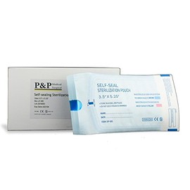 Sterilization Pouches Self-Sealing Autoclave Bags with Indicators by P&P Medical Surgical for Professional Surgical Instrument Cleaning (3.5" x 5.25" - Case of 4000)