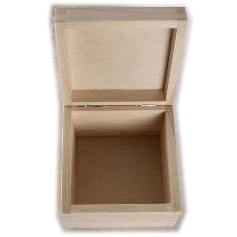 Small Square Cube Wooden Box with Lid | 13 x