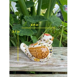 GOMNHATUI Decorative Ceramic Bird Figurine, Handmade Painted Floral Design, 4.9 x 3.7 inches