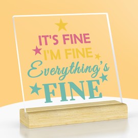 Motivational Quote Desk Plaque Sign with Wood Stand Mental Awareness Gifts Inspirational Gift for Working Mom Sister Aunt Friend Coworker Funny Office Desk Decoration for Home Tabletop Shelf