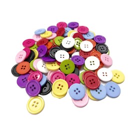 Amornphan - Botones de colores surtidos (25 mm, 100 unidades, 4 orificios, redondos, colores mezclados, resistentes, para costura, manualidades, adornos hechos a mano, decoración, álbum de recortes)