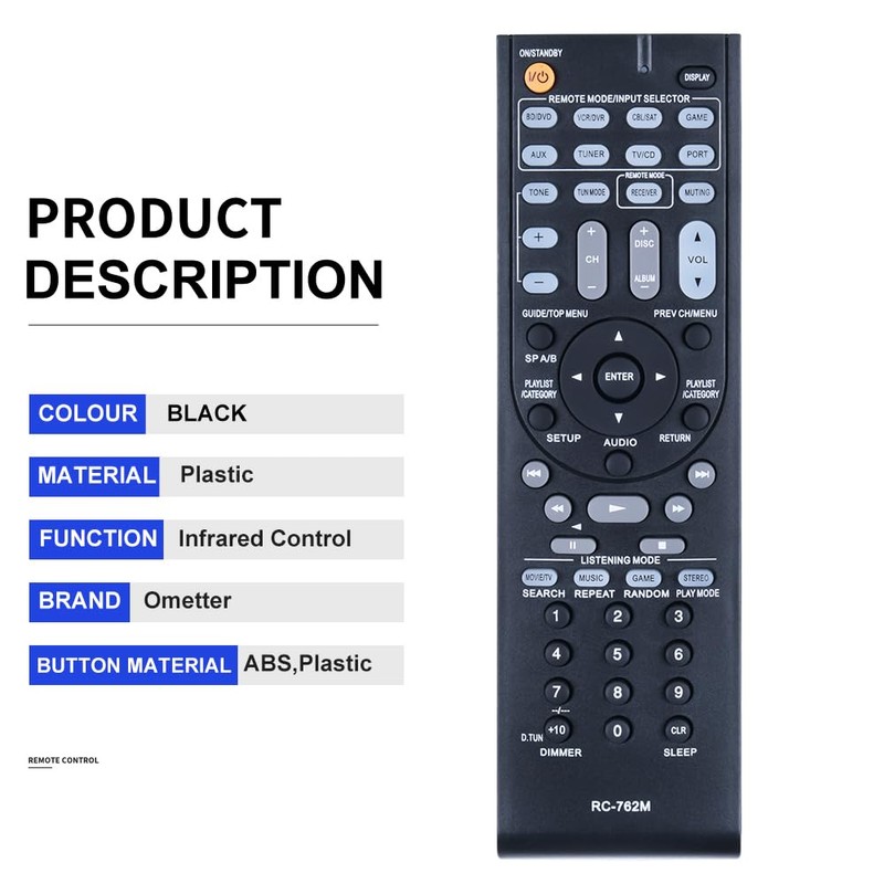 GOUYESHO RC-762M Replacement Remote Control for ONKYO AV Receiver Compatible