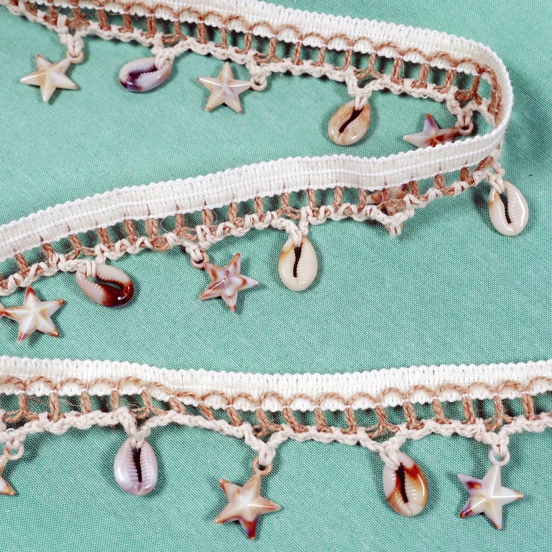5 Yards 2 Inch Shell Fringe Trim, Starfish & Shell