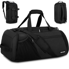 BECOJADDE Gym Bag for Men Women, 45L Large Gym Backpack Multiple Pockets Sport Duffle Bags with Shoe & Wet Compartment for Workout Travel Weekend Overnight, Black